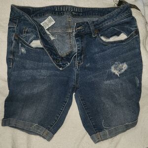 Aeropostale Distressed Blue Jean Shorts